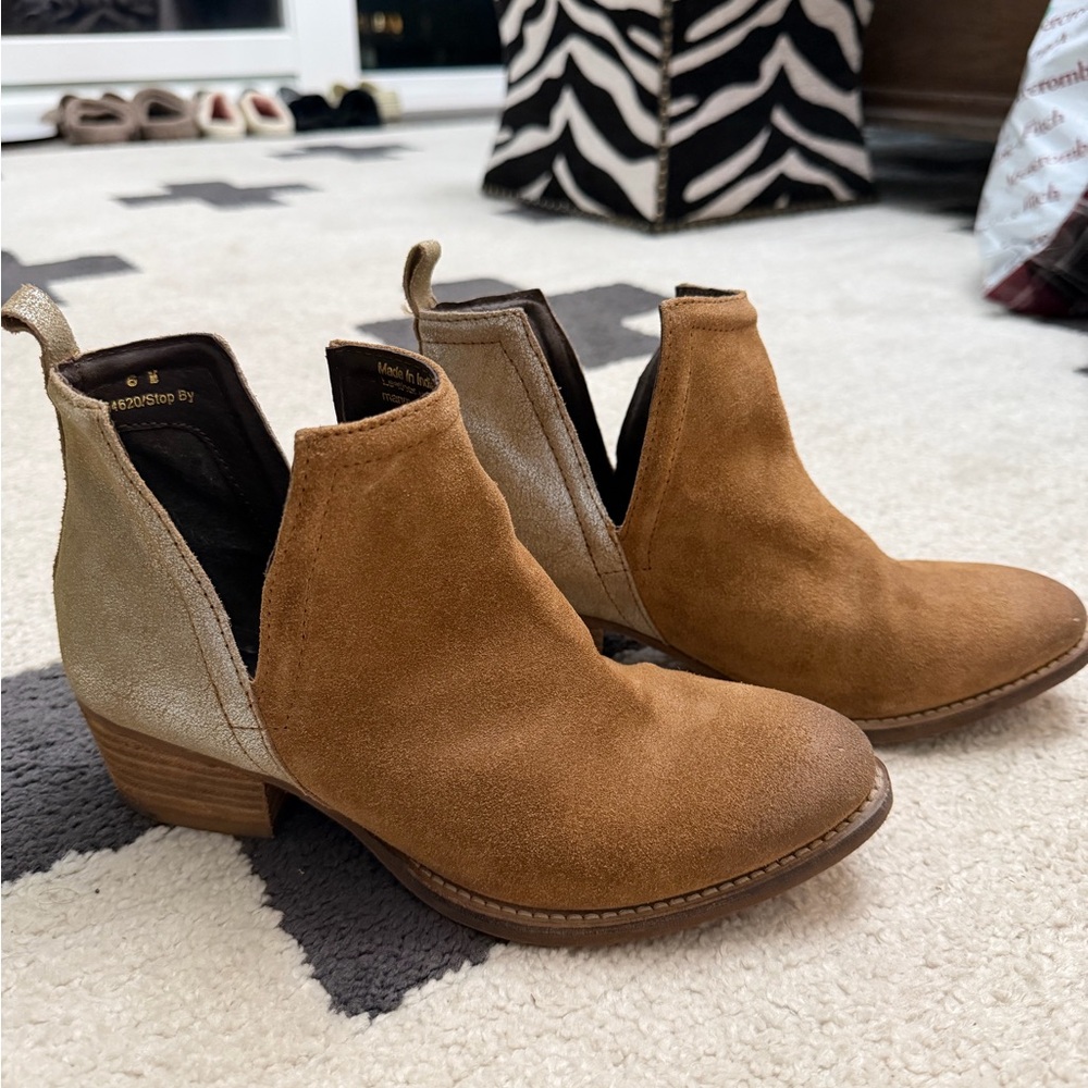 Brown and Gold Women's Ankle Boots
